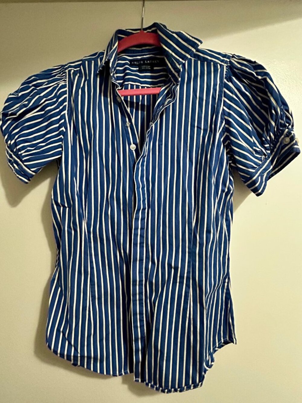 Ralph Lauren Fitted Blue and White Striped Button Down Women Size 6